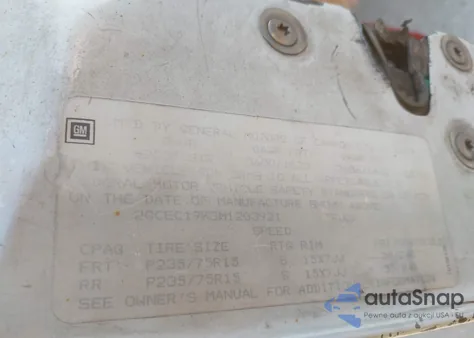 1991 Chevrolet Gmt-400 C1500 z USA, uszkodzony, nr VIN 2GCEC19K3M1203921